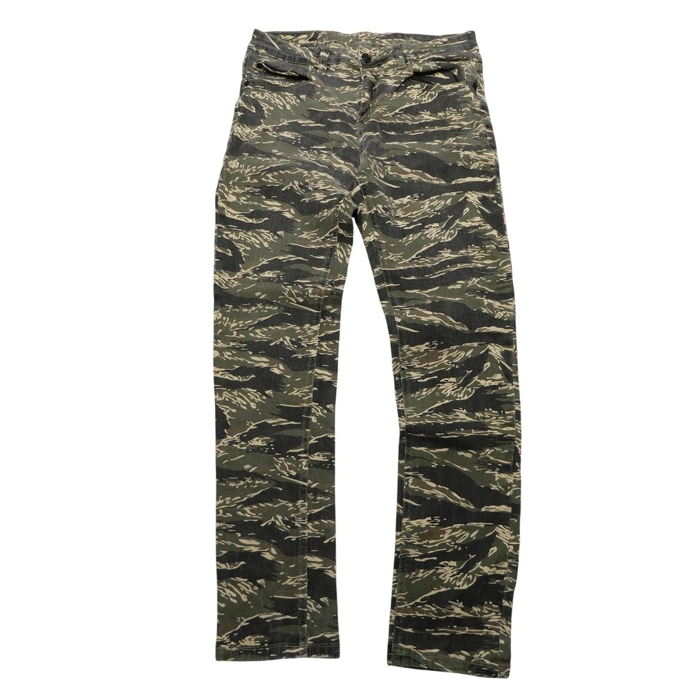 Young & Reckless‎ Jeans Mens 32x31 Green Camouflage Skinny Slim Stretch Denim